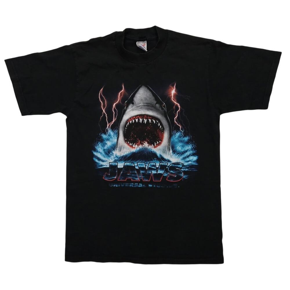 Vintage Jaws No Wimps T Shirt Men's Medium Shark Y2K Horror Movie Graphic